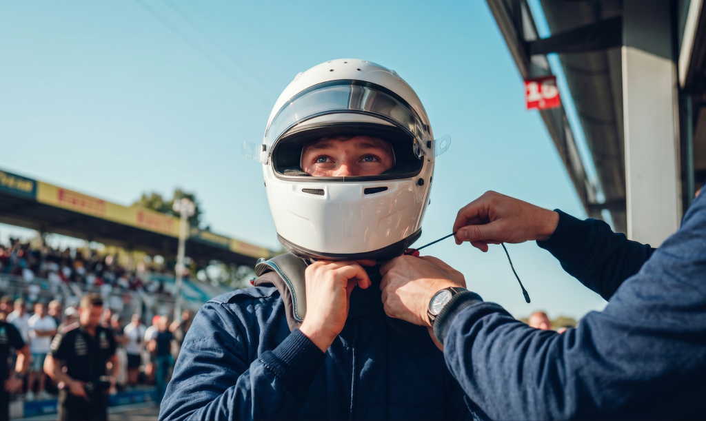 Toby Campbell preparing on the grid